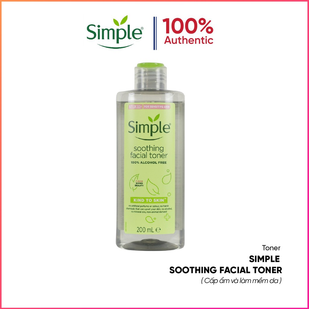 Nước hoa hồng cho da nhạy cảm Simple Kind To Skin Soothing Facial Toner 200ml