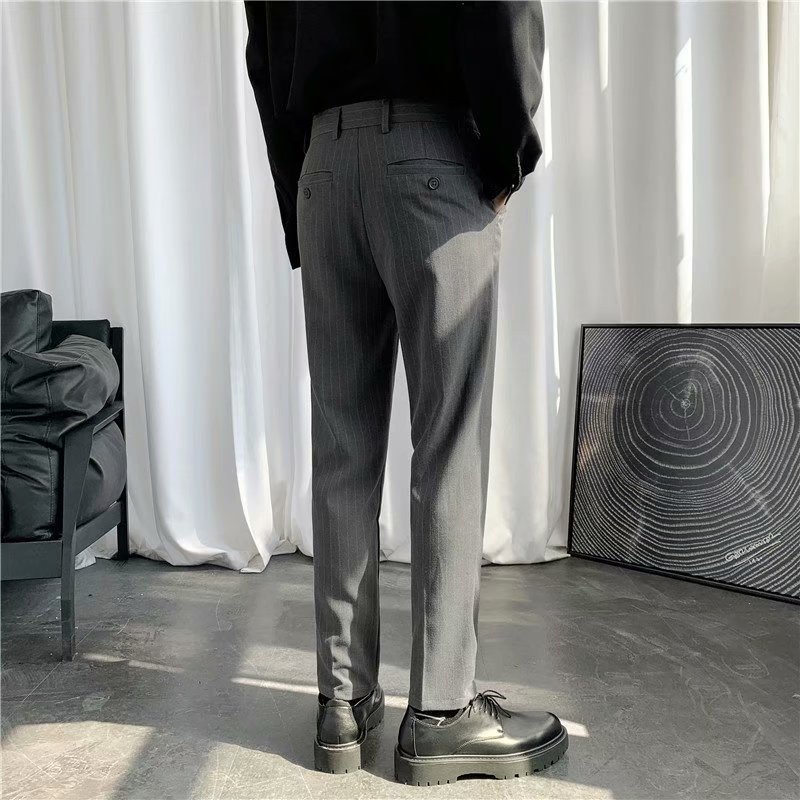 Korean style men's fashion plaid long pants with 2 optional colors