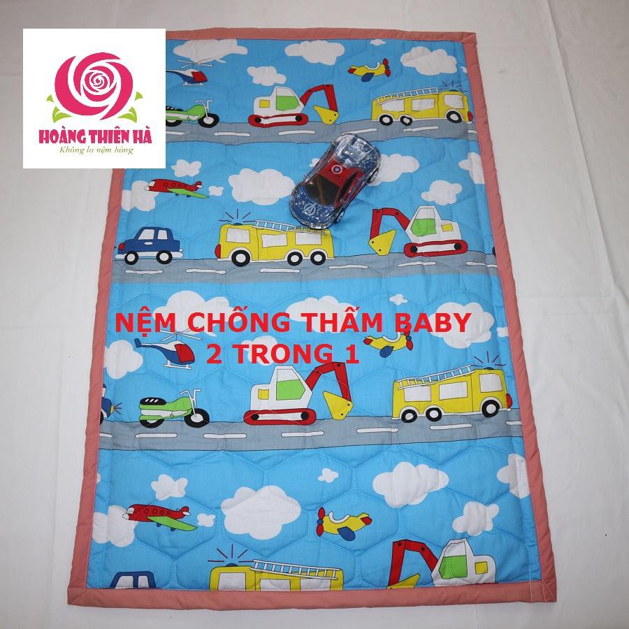 NỆM CHỐNG THẤM CHỐNG KHUẨN HOÀNG THIÊN HÀ 0,8M X 1M2, DÀNH CHO BÉ BỎ BỈM & ĐI HỌC, VẢI COTTON THOÁNG MÁT THẤM