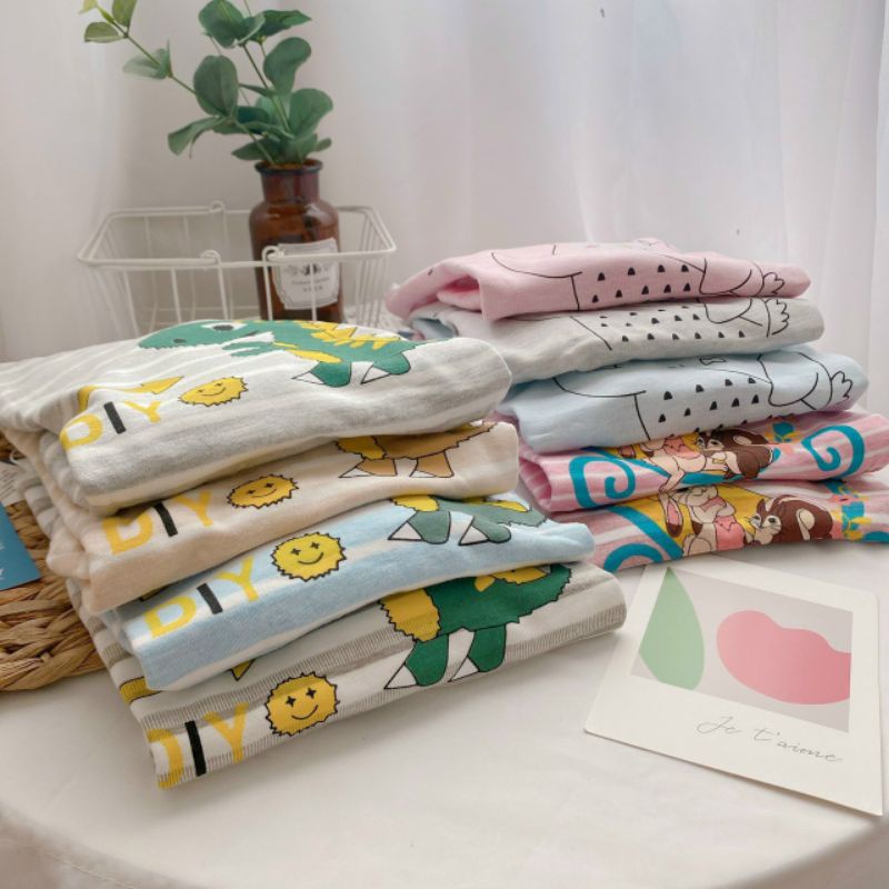 🍭🍭 Bộ Dài Tay Cotton Mềm Mịn Hàng Quảng Châu Xuất Nhật Cho Bé Trai Và Bé Gái