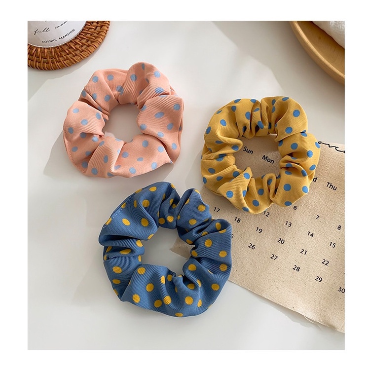 Dây buộc tóc vải đàn hồi họa tiết chấm bi xinh xắn thời trang