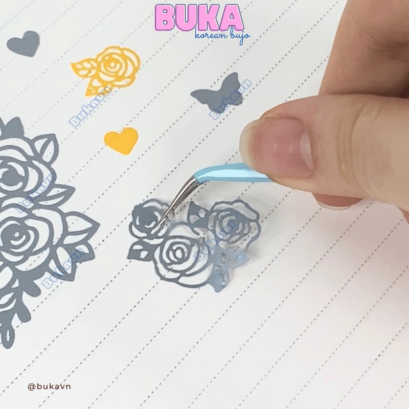 Sticker hoa hồng Toploader decor đựng ảnh kpop Buka nhiều màu kích thước 80x190mm