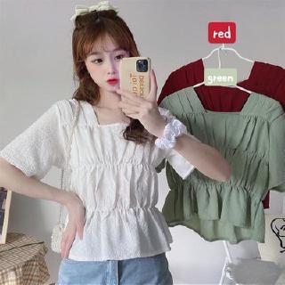 Áo Kiểu Tay Ngắn Cổ Vuông Phong Cách Thời Trang Hàn Quốc 2020 Cho Nữ