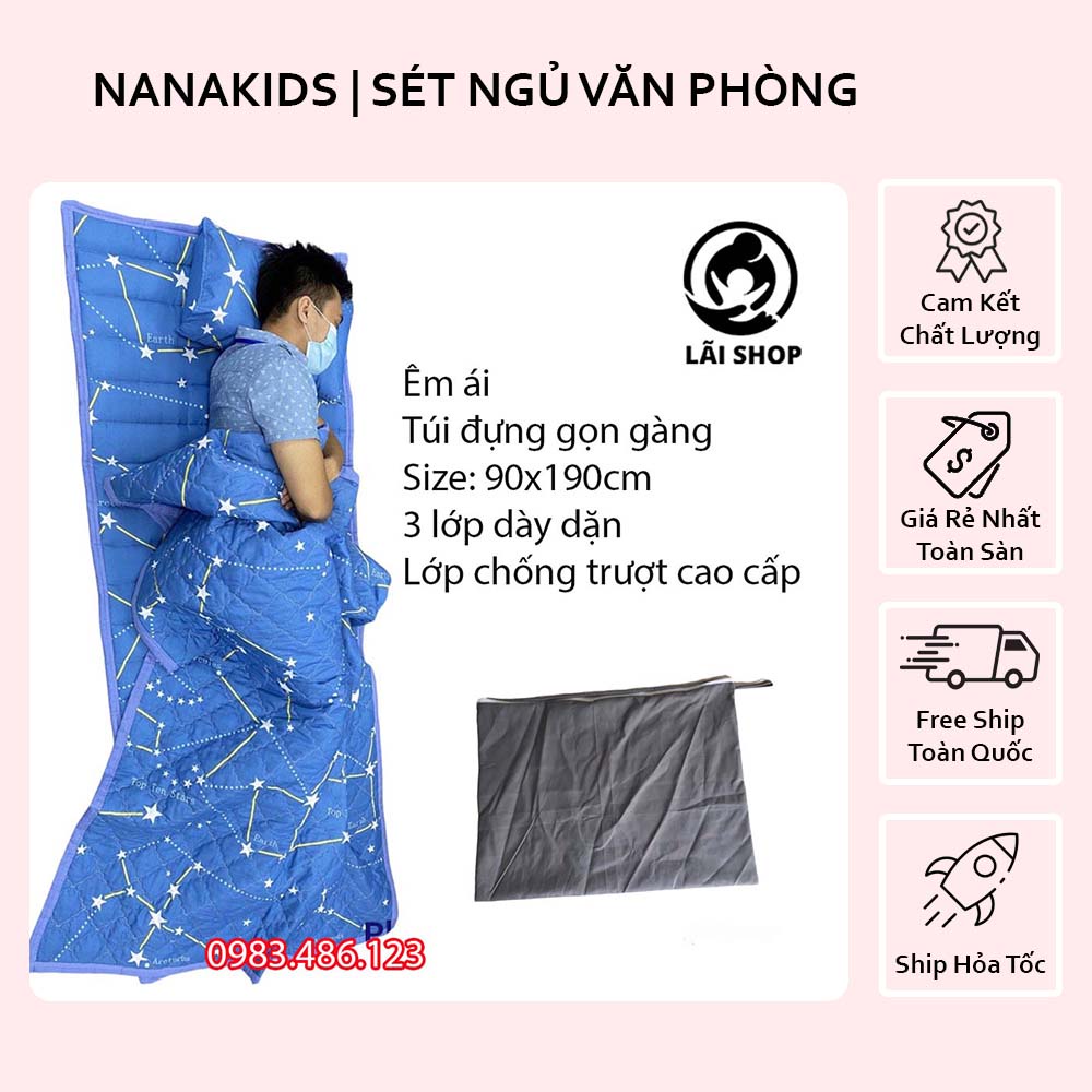 Set Nệm ngủ văn phòng 4 chi tiết, Đệm du lịch tiện lợi size 90x190cm gấp gọn tiện lợi đa năng