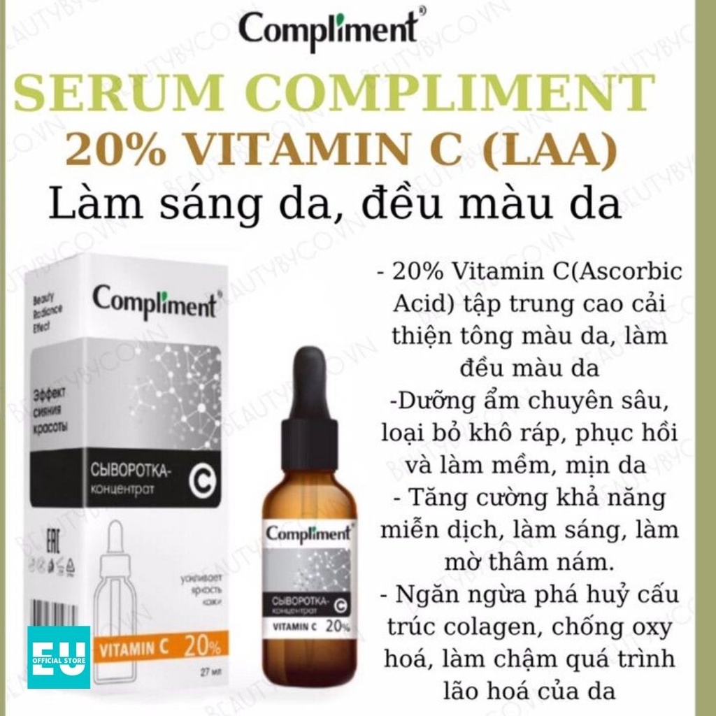 Serum Compliment 2% BHA Giảm Dầu, Giảm Mụn / 20% Vitamin C Sáng Da Mờ Thâm