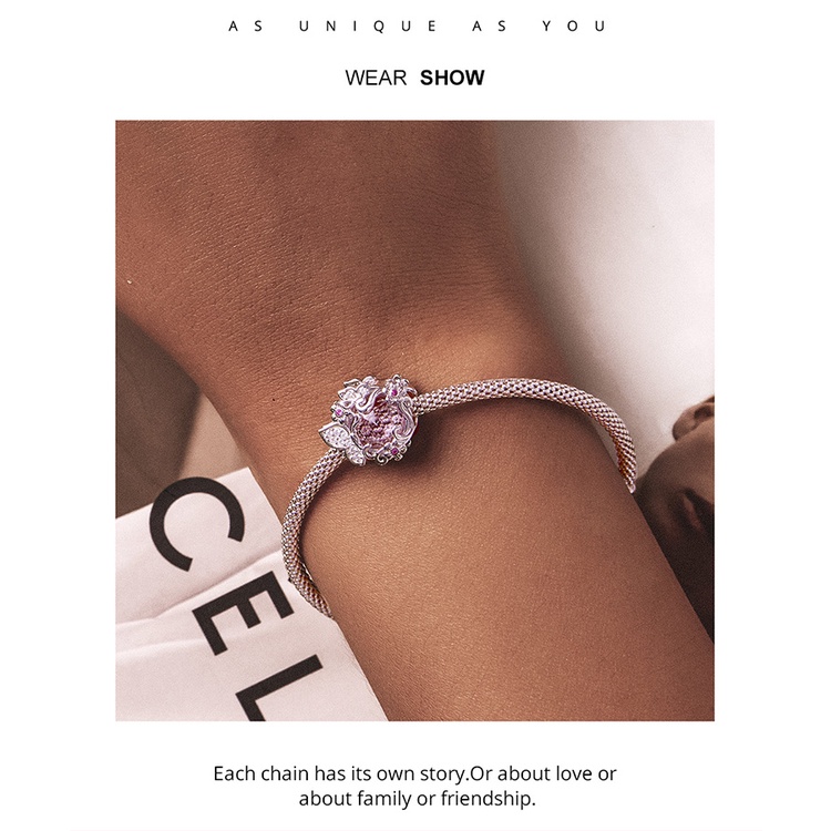 Phụ kiện BAMOER BSC552 bằng bạc 925 họa tiết bướm thời trang dùng làm vòng tay DIY đẹp mắt