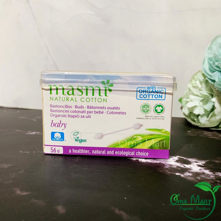 Bông tăm đầu to hữu cơ cho bé Masmi (56c)