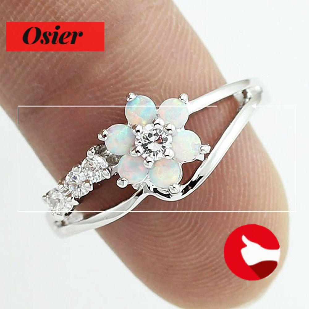 Nhẫn Đính Đá Opal Hình Hoa Dễ Thương Thời Trang Cho Nữ