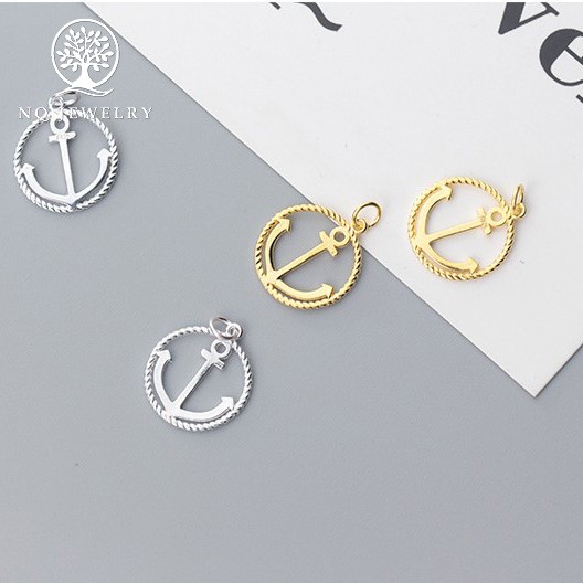 Charm bạc tròn mũi neo treo - NQ Jewelry