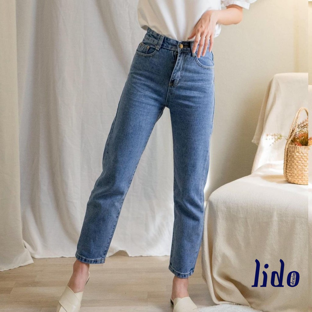 Quần Jeans Nữ Lưng Cao Màu Xanh Đậm LDM-102F