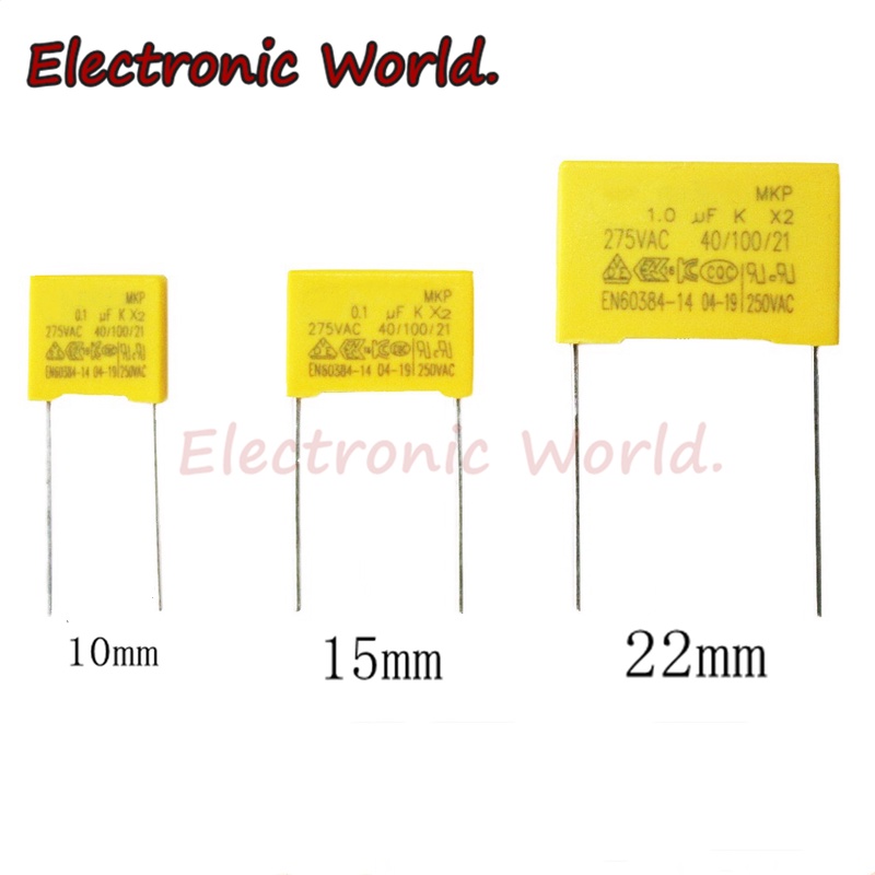 Set 10 Tụ Điện Tiêu Chuẩn 275V 275V 10mm 15mm 22.5mm 27.5mm 0.022UF 0.047UF 0.1UF 0.22UF 0.47UF 0.68