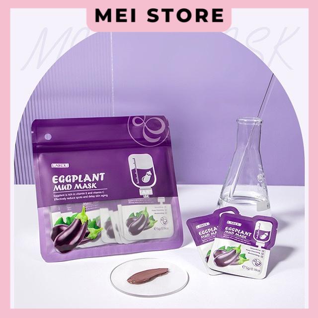 Set 12 Gói Mặt Nạ Laikou Bùn Cà Tím Làm Sạch Sâu Loại Bỏ Mụn Đầu Đen