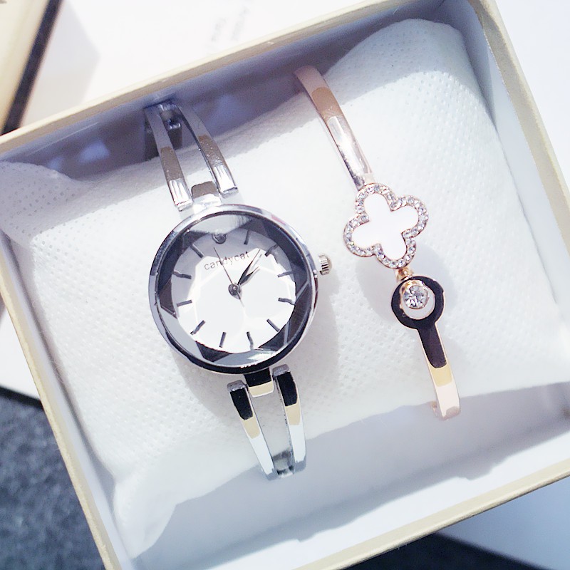 Đồng hồ nữ Candycat12 dây thép mặt tròn 3D