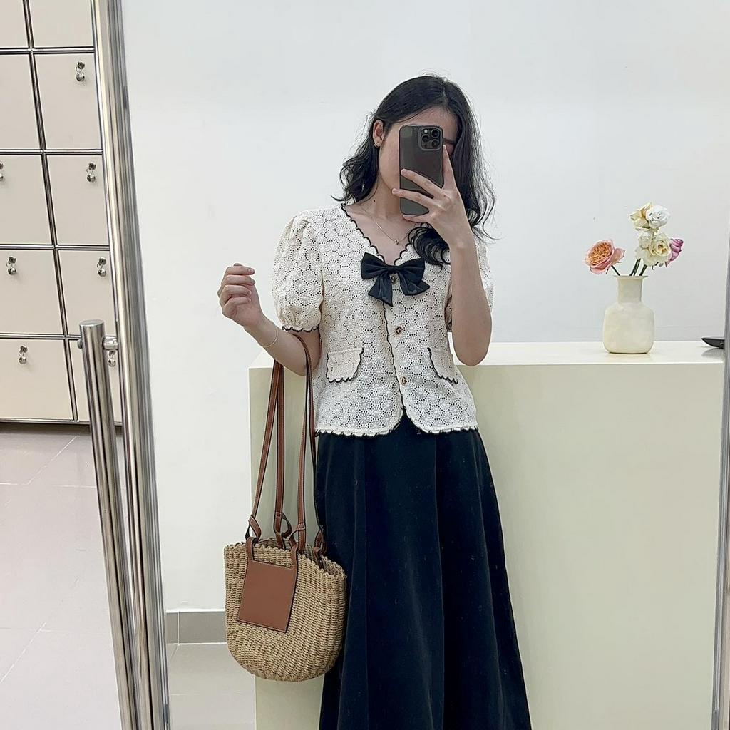 Chân váy xòe cạp chun sau 8815, Chân váy nữ dáng midi