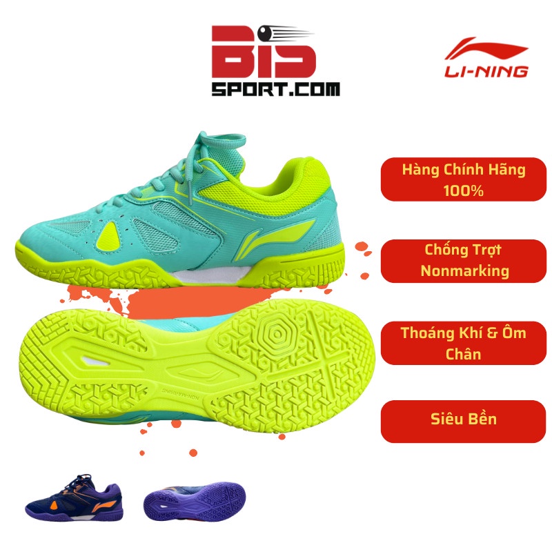 Giày Bóng Bàn, Giày Cầu Lông LINING APTP 003-5 Chính Hãng - Mẫu Mới Nhất Từ LINING Năm 2022 - Ôm Chân, Cực Êm, Cực Bám