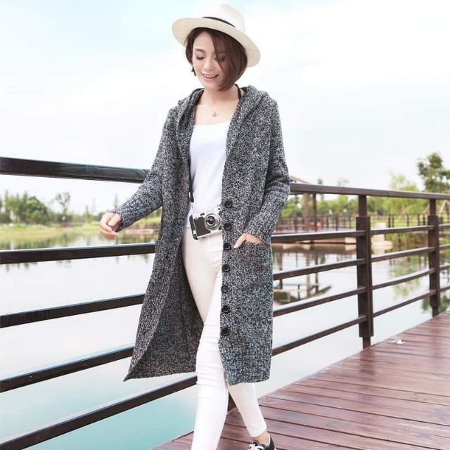 CARDIGAN LEN CÓ MŨ 510K