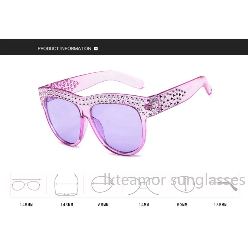 Kính mát gọng vuông đính đá lấp lánh thời trang cho nữ
