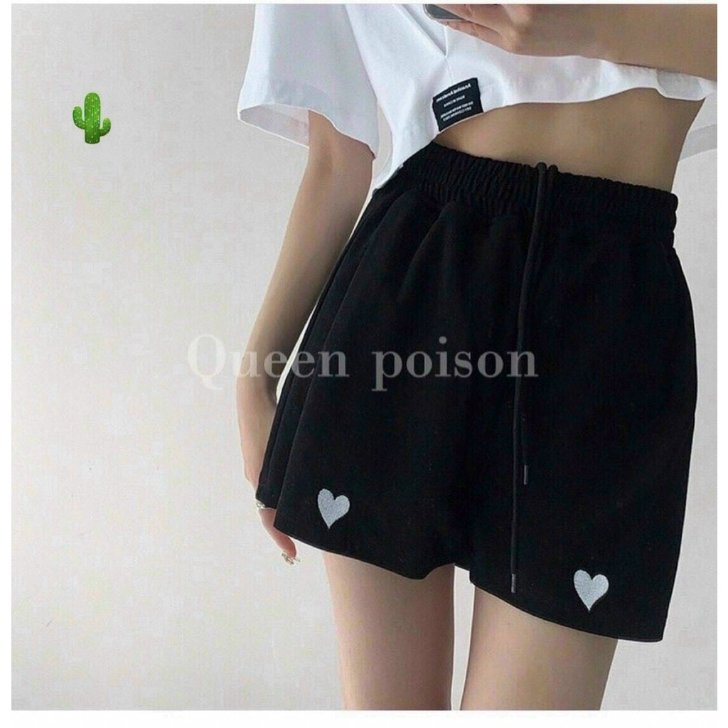 quần short thun da cá kiểu thêu tim xinh p