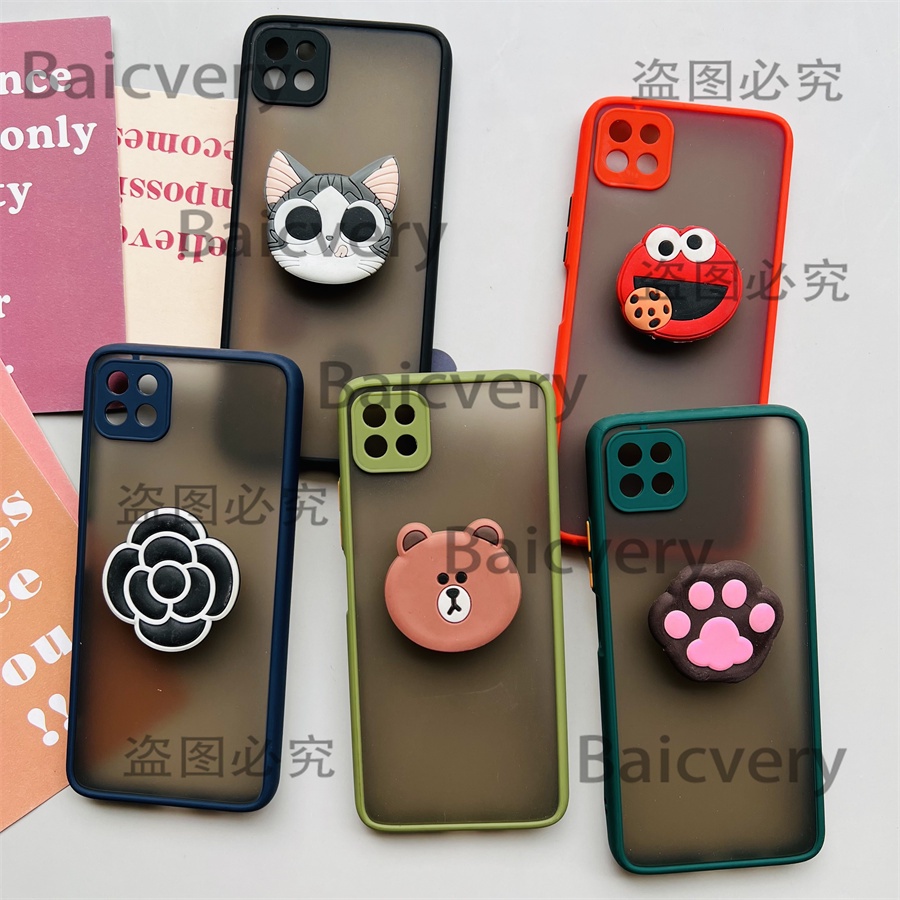 Ốp Điện Thoại Mềm Nhám Trong Suốt Màu Kẹo Có Giá Đỡ Hoạt Hình 3D Cho Wiko T3