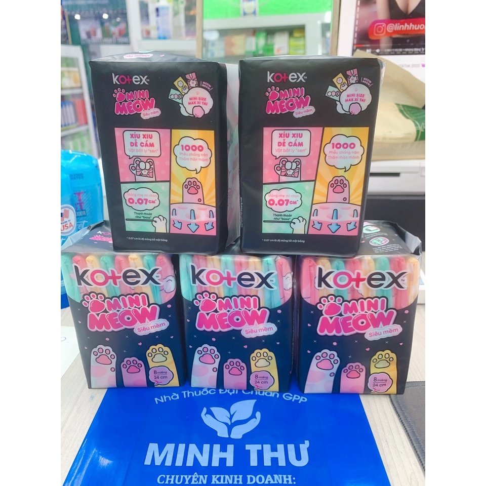 ✅ [CHÍNH HÃNG] Băng vệ sinh Kotex Mini Meow Siêu Mềm gói 8 miếng