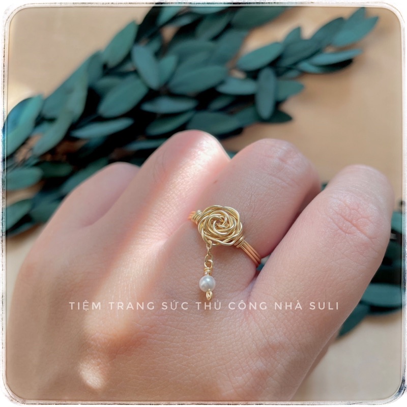 Nhẫn hoa hồng thủ công, đơn giản, xinh