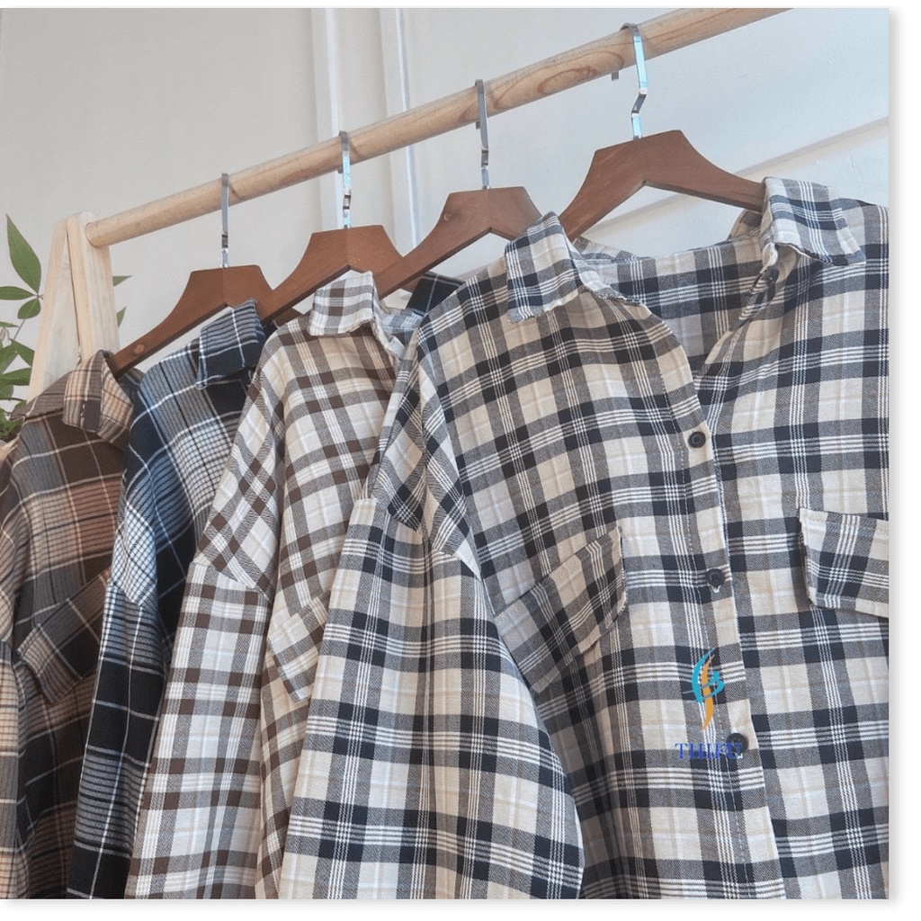 ÁO SƠ MI CARO TAY DÀI FORM RỘNG XINH XINH , CÁ TÍNH CHO CHỊ EM VLTN