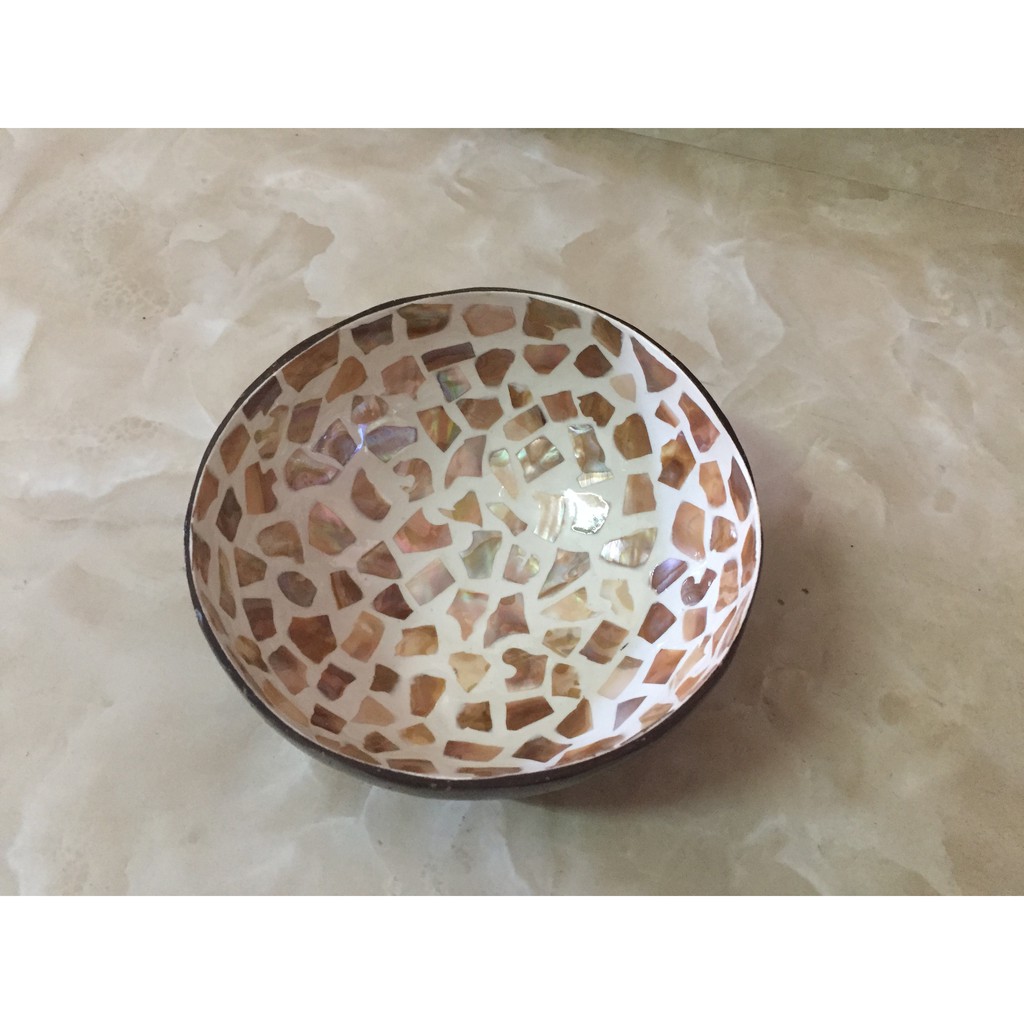 Bát, gáo dừa sơn mài khảm trai, cẩn trứng ngâm tay tiệm nail, spa, làm quà tặng, decor trang trí