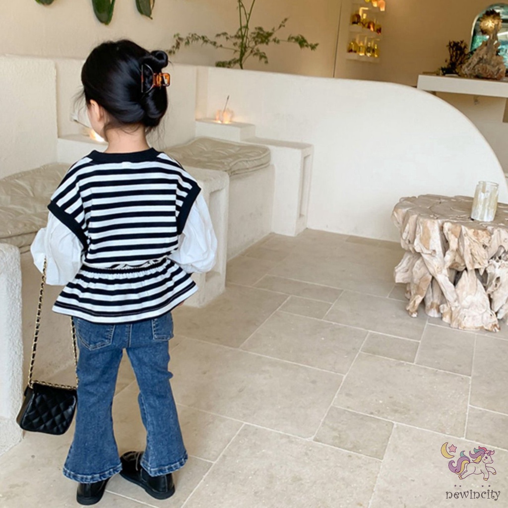 Áo Sweater Tay Dài Kẻ Sọc Thời Trang Hàn Quốc Cho Bé Gái