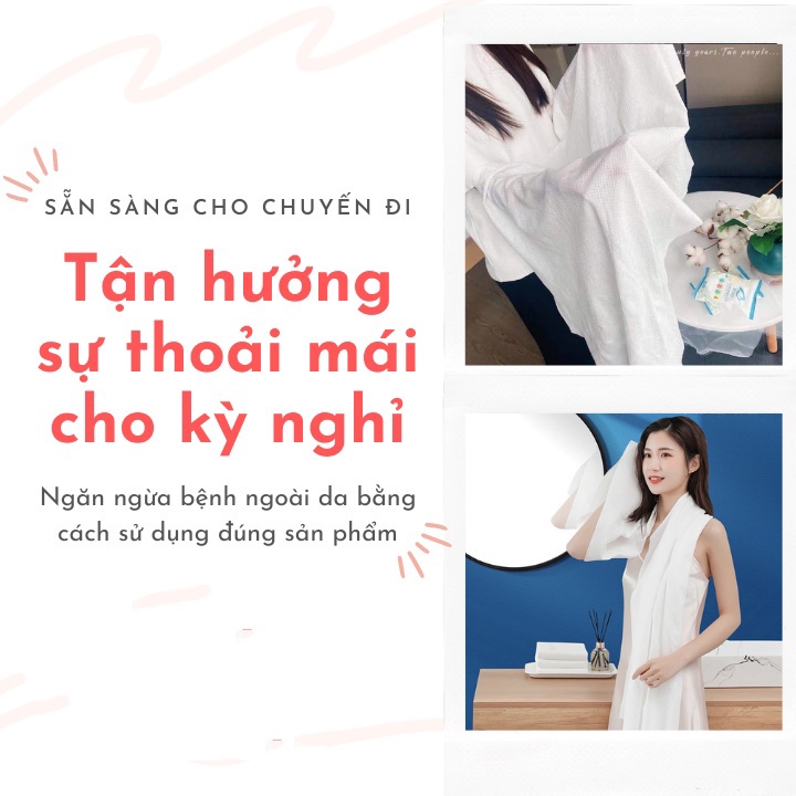 Khăn tắm viên nén du lịch (70x140cm) dùng một lần, Khăn tắm cotton tiện lợi