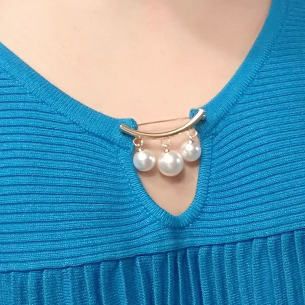 Ghim cài áo đính ngọc trai giả chống trượt thời trang