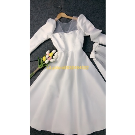 ĐẦM XOÈ DỰ TIỆC TAY PHỒNG CỔ LƯỚI size s/m/l/xl ( ẢNH VÀ VIDEO DO CHỦ SHOP TỰ QUAY 10000%)