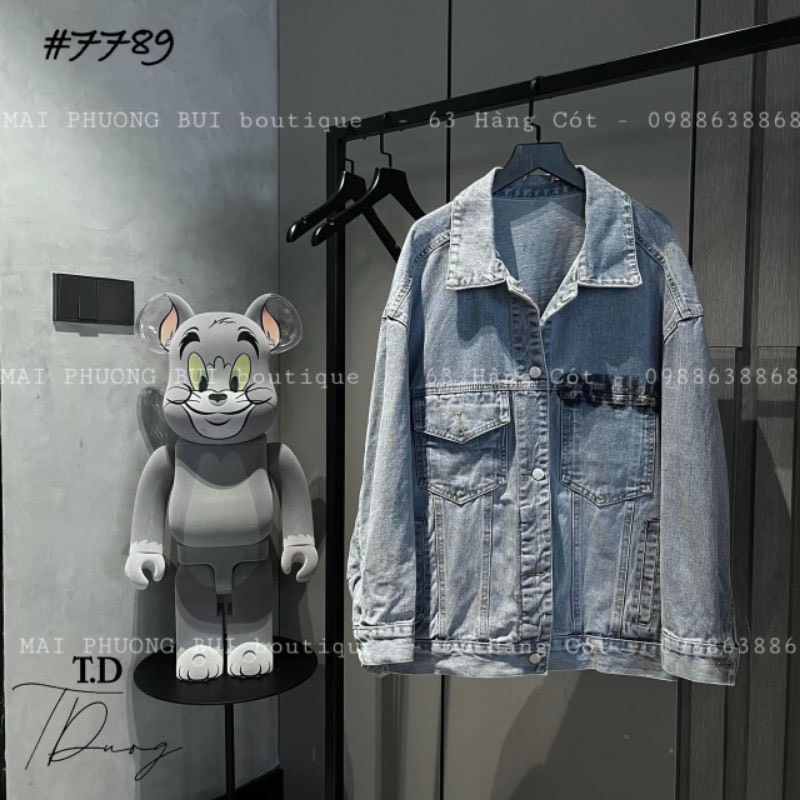 Áo Khoác Nữ Jean UNISEX Form Rộng SAIS Nam Nữ - Áo khoác bò denim SAIS nữ form rộng suông siêu dày dặn cúc đồng - TC135