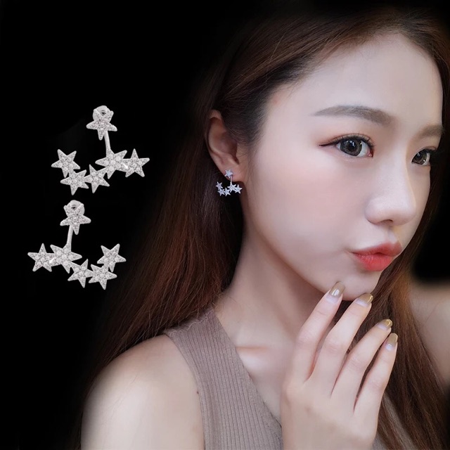 Bông tai ngôi sao, chùm sao bạc 925 kiểu lạ sang chảnh cực hay