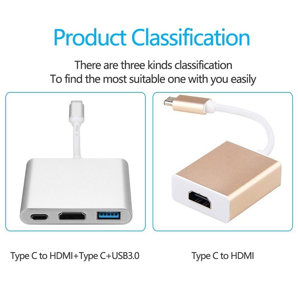 Đầu chuyển đổi Type-C 3.1 sang USB 3.0/ HDMI / Type-C cho Apple Macbook