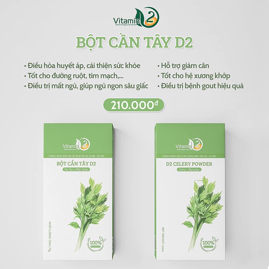 Bột Cần Tây Kết Hợp Tảo Xoán - Sử dụng công nghệ xấy phun sương của Nhật Bản - 75gr