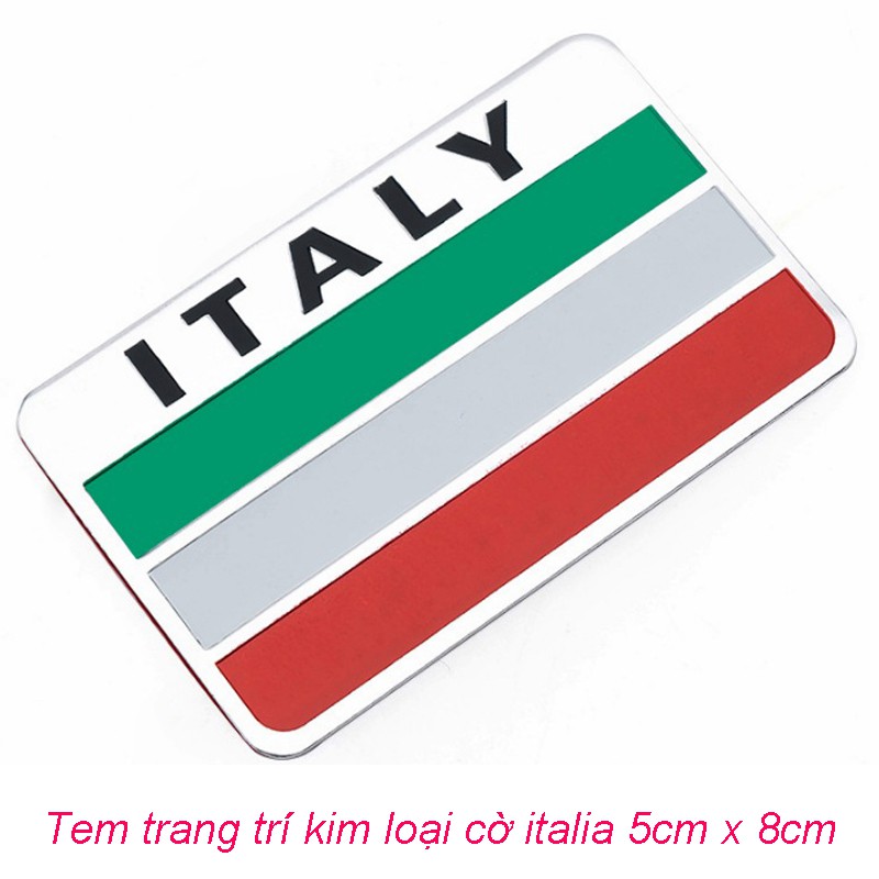 Combo 2 chiếc Tem trang trí trên ô tô xe máy Cờ Italia 5x8