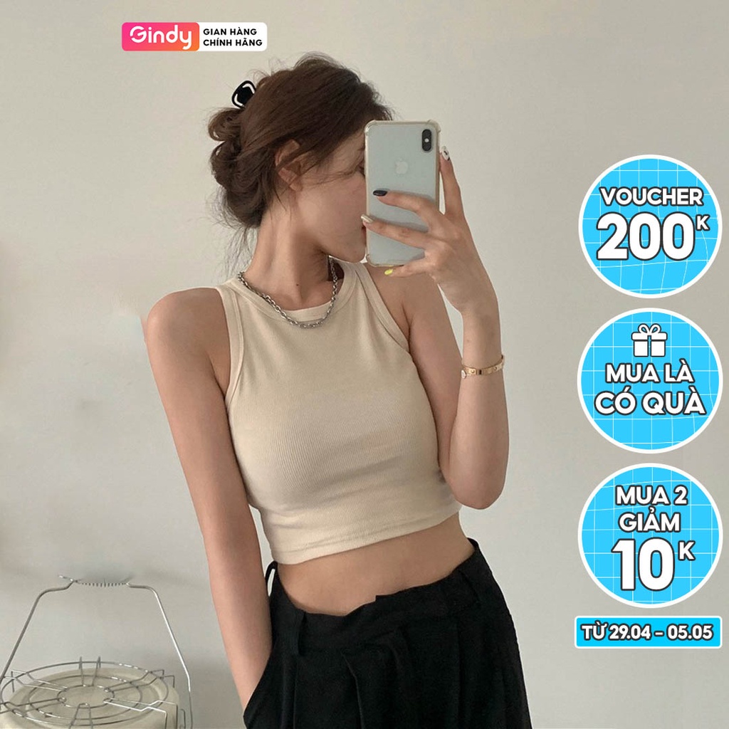 Áo ba lỗ nữ thương hiệu GINDY body croptop phong cách năng động A7002