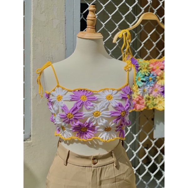 Áo croptop móc len hoa MADEBYTIM