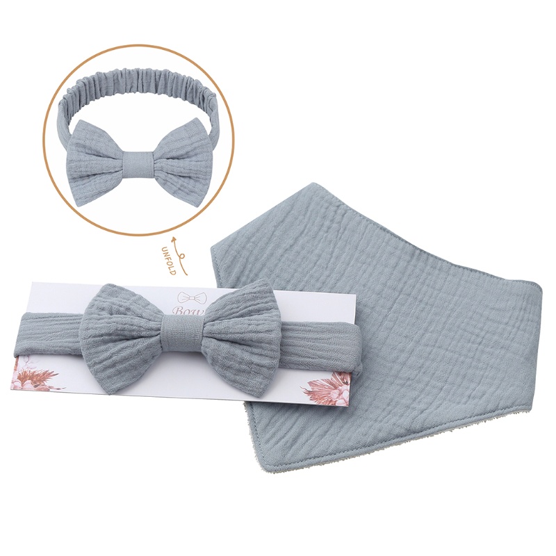 Set 2 Yếm Ăn Họa Tiết Tam Giác Thắt Nơ Cho Bé Gái