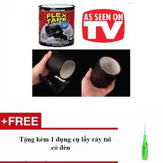 Băng dính chịu nước siêu khỏe đa năng Flex Tape - Hàng nhập khẩu, công nghệ USA + tặng kèm 1 dụng cụ lấy ráy tai có đèn