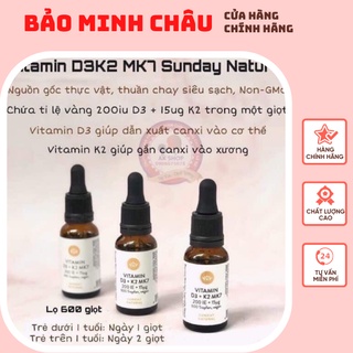 Vitamin D3k2 mk7 sunday natural Đức cho bé hàng Đức