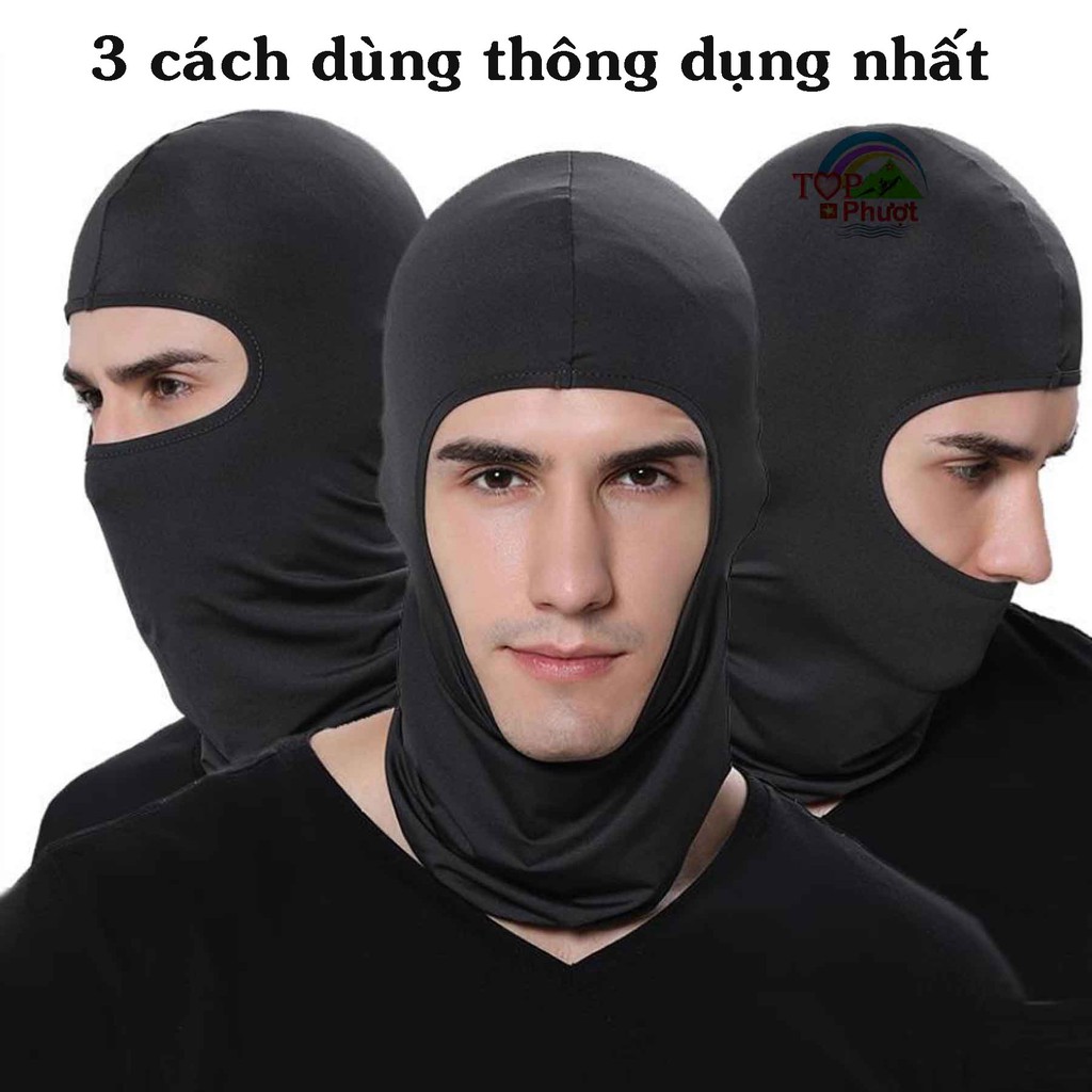 Khăn Ninja trùm đầu chống nắng đội nón Fullface đi phượt đi xe máy - Vải mát co dãn 4 chiều thấm hút mồ hôi