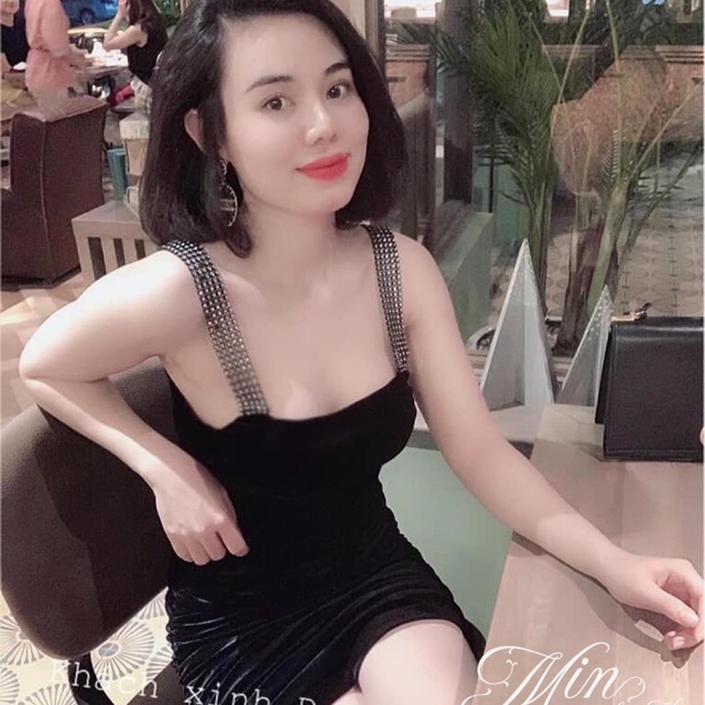 ĐẦM BODY NHUNG DÂY ĐÍNH ĐÁ