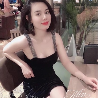 ĐẦM BODY NHUNG DÂY ĐÍNH ĐÁ