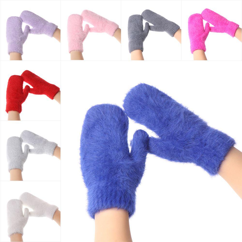 Găng Tay Giả Lông Thú Chống Gió Màu Sắc Ngọt Ngào