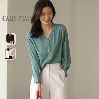 Áo sơ mi trơn nữ Calin mẫu 2023