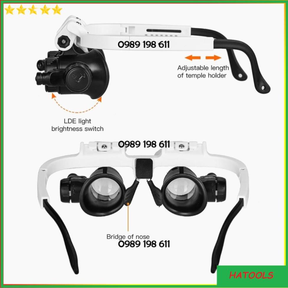 Kính lúp phóng đại 8X 15X 23X có đèn LED dùng sửa chữa đồng hồ và trang sức dạng đeo mắt QE056