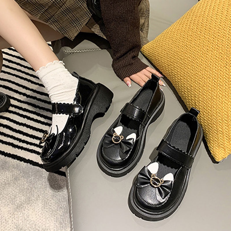 Giày Cao Gót Da Mềm Phong Cách Lolita Nhật Hàn Cho Nữ