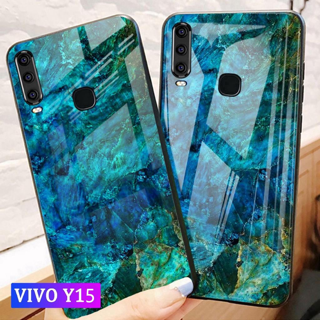 Ốp điện thoại cường lực họa tiết vân đá cẩm thạch thời trang dành cho VIVO Y15