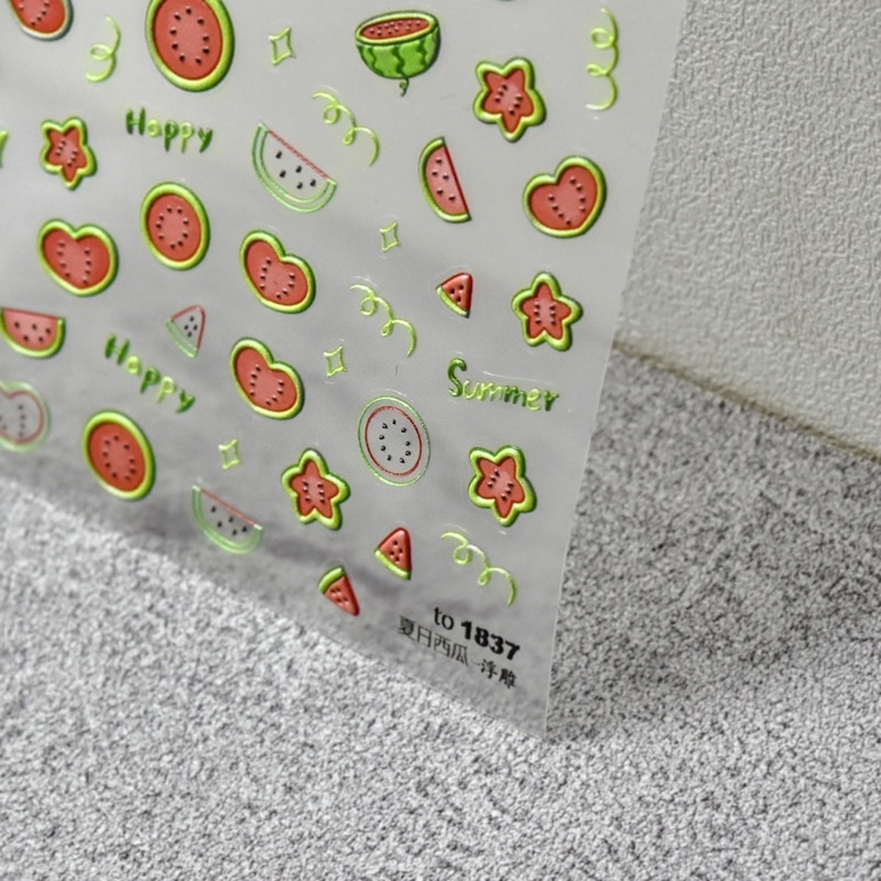 hình dán sticker lụa 5d hoạt hình động vật hoạt hình dưa hấu dán móng tay nail